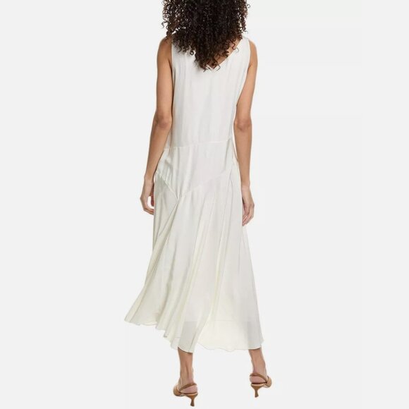 Theory Ivory Asymmetric V Neck long Dress - Picture 4 of 9